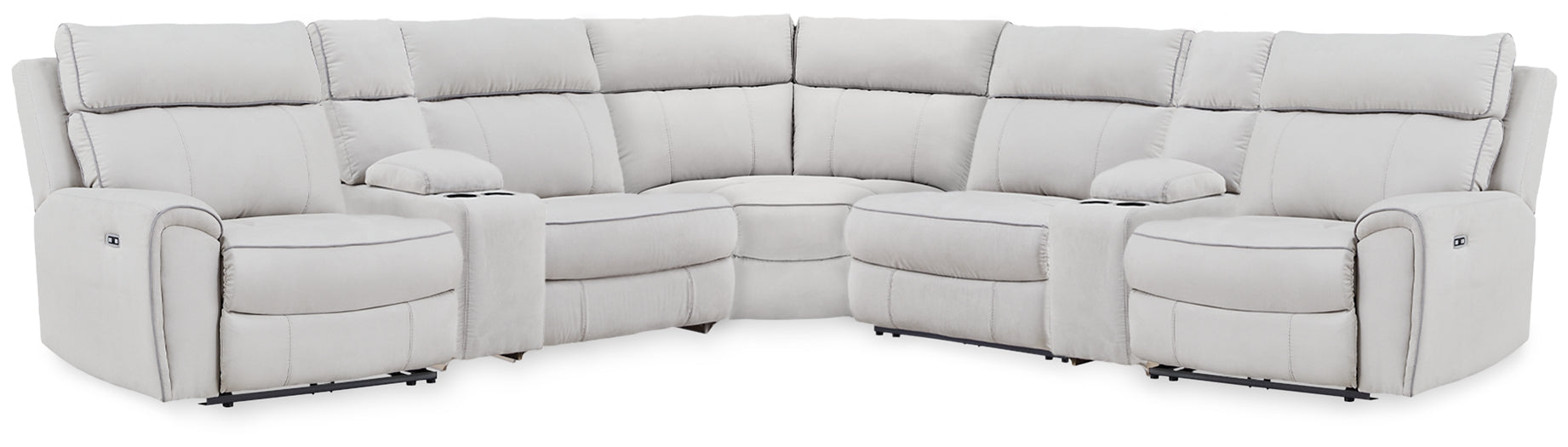 Social Pointe 7-Piece Reclining Sectional with Storage Consoles