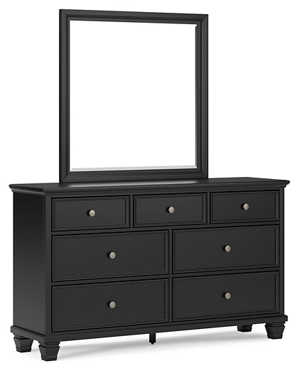 Lanolee Queen Panel Storage Bed, Dresser, Mirror and Nightstand