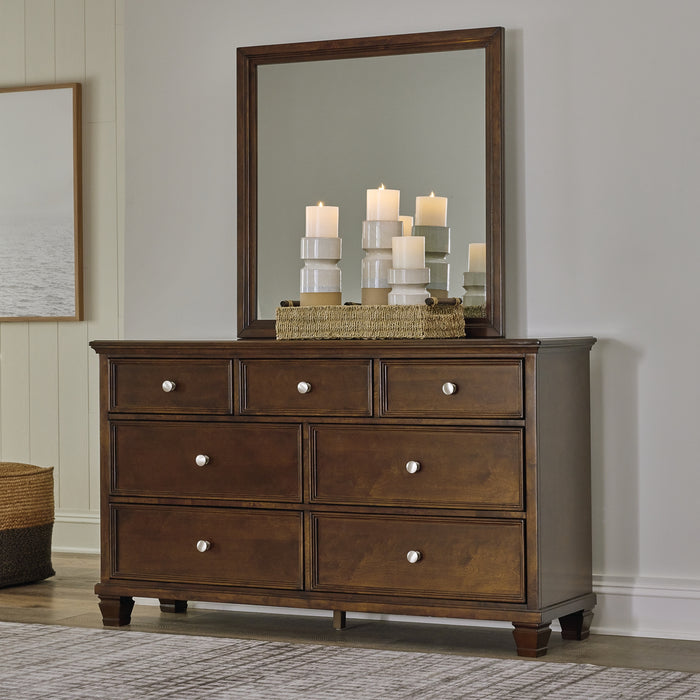 Danabrin California King Panel Storage Bed, Dresser, Mirror and Nightstand