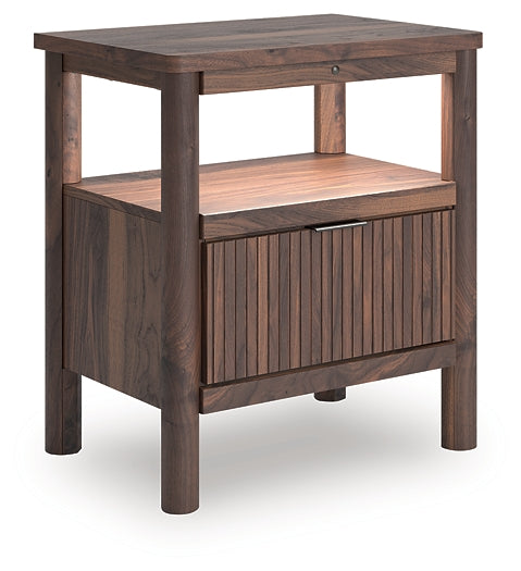 Pamytta Full Upholstered Panel Bed, Dresser, Mirror, Chest and Nightstand