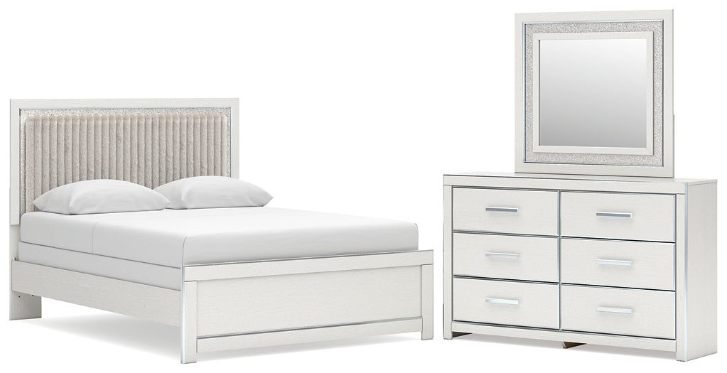 Zuraleus Queen Upholstered Panel Bed, Dresser and Mirror