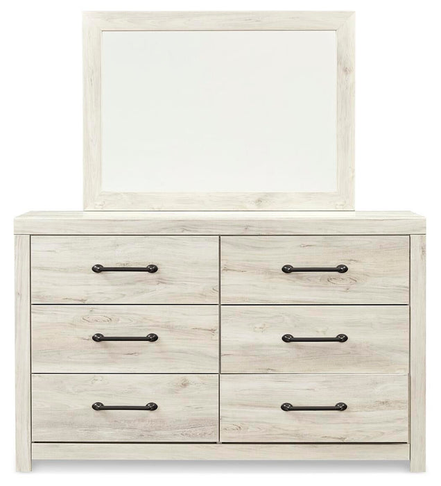 Cambeck Twin Panel Bed with 4 Storage Drawers with Mirrored Dresser