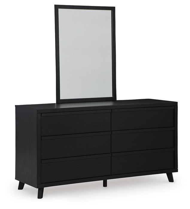 Danziar King Panel Bed with Mirrored Dresser