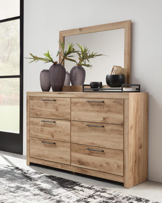 Hyanna Queen Panel Storage Bed with 2 Under Bed Storage Drawer, Dresser, Mirror and Nightstand