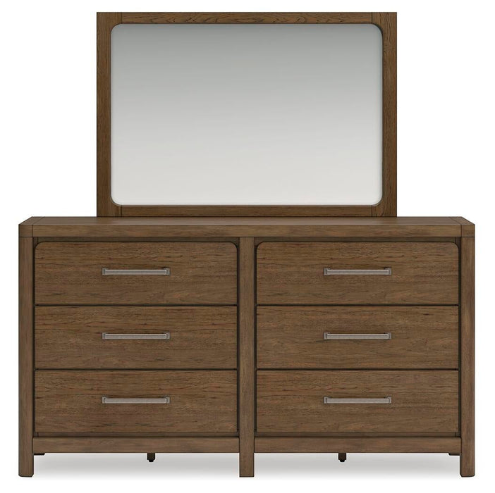 Cabalynn Queen Panel Bed with Storage with Mirrored Dresser and Nightstand
