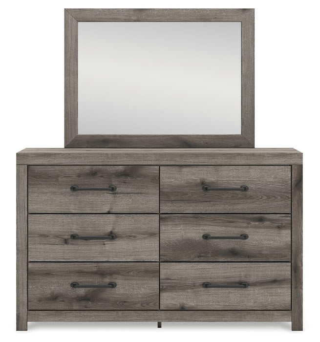 Graystorm King Panel Bed, Dresser, Mirror, Chest and Nightstand