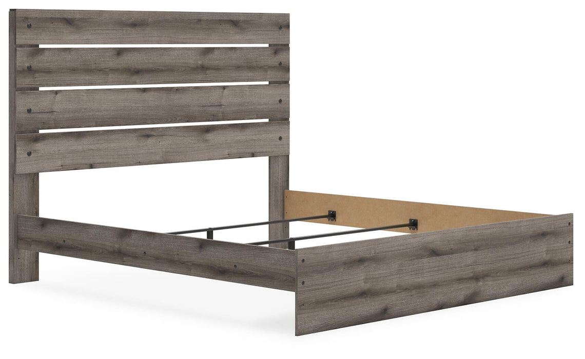 Graystorm King Panel Bed, Dresser, Mirror, Chest and Nightstand