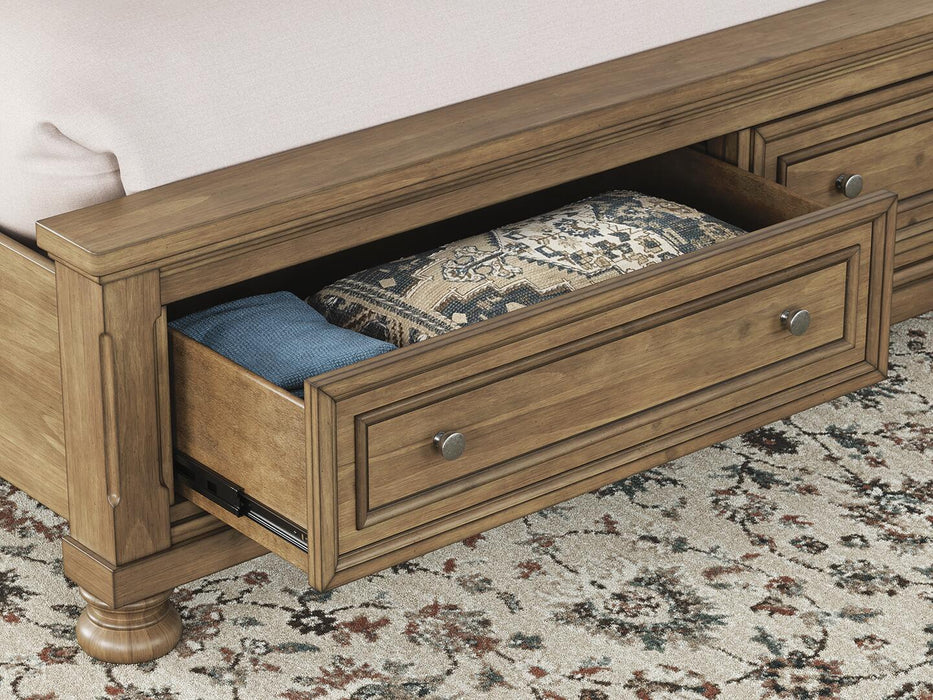 Feddinger King Storage Sleigh Bed with Mirrored Dresser