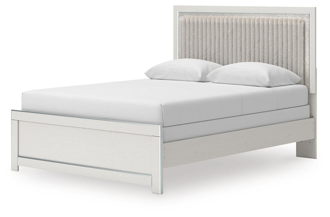 Zuraleus Queen Upholstered Panel Bed, Dresser and Mirror