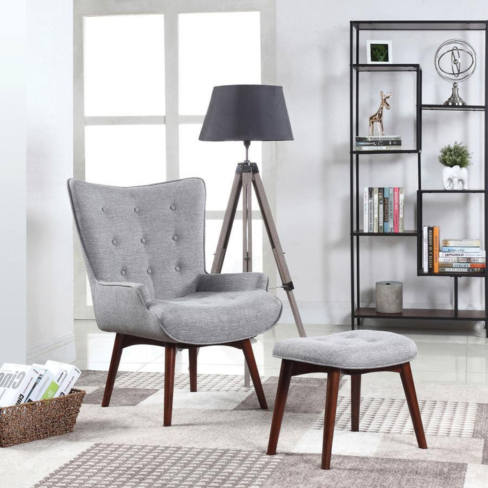 Willow - Upholstered Accent Chair With Ottoman - Grey and Brown