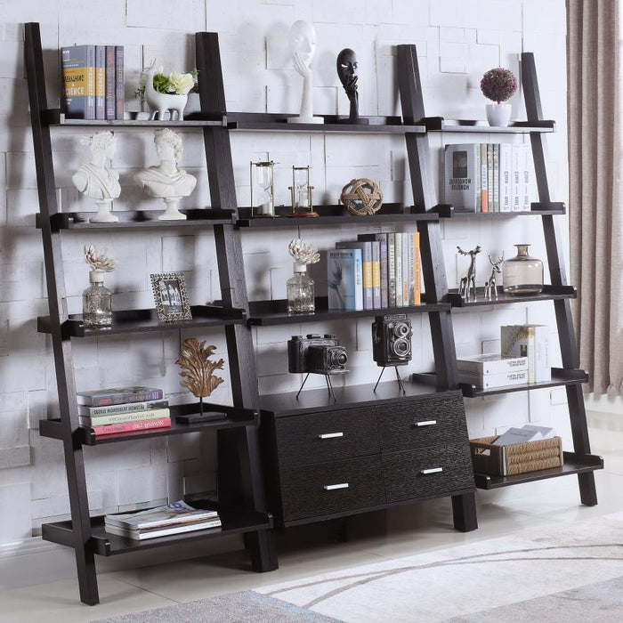 Colella - 3-Piece Storage Ladder Bookcase Set - Cappuccino