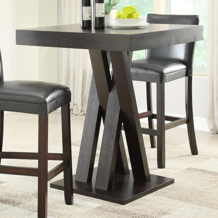 Freda - Double X-Shaped Base Square Bar Table - Cappuccino