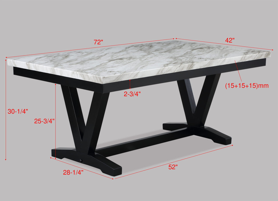 Tanner - Dining Table, Faux Carrara Marble - White