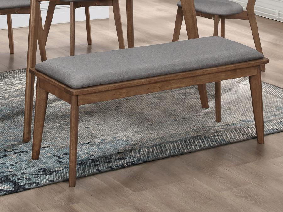 Alfredo - Upholstered Dining Bench - Grey and Natural Walnut