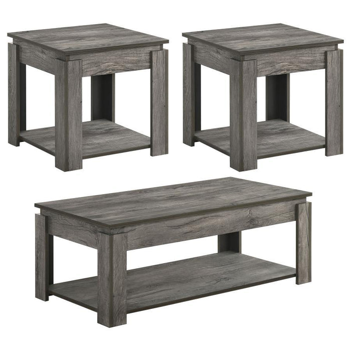 Donal - 3-Piece Occasional Set With Open Shelves - Weathered Grey