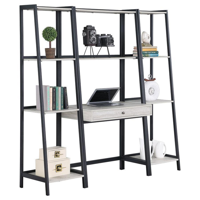 Pinckard - 3-Piece Ladder Desk Set - Grey Stone and Black