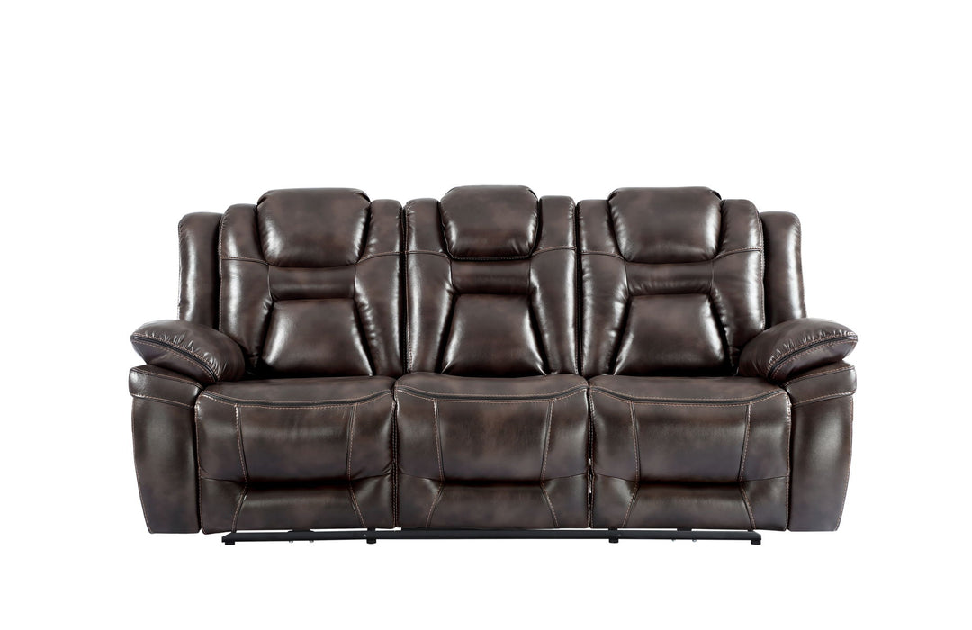 Oportuna - Dual Power Sofa With Drop Down Table - Dark Brown