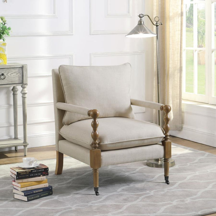Blanchett - Upholstered Accent Chair With Casters - Beige