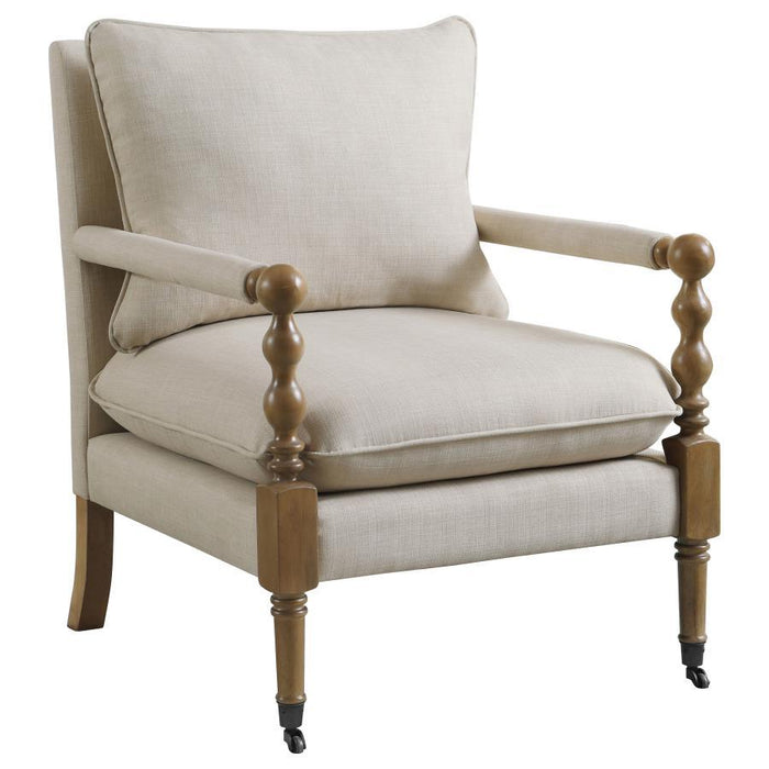 Blanchett - Upholstered Accent Chair With Casters - Beige