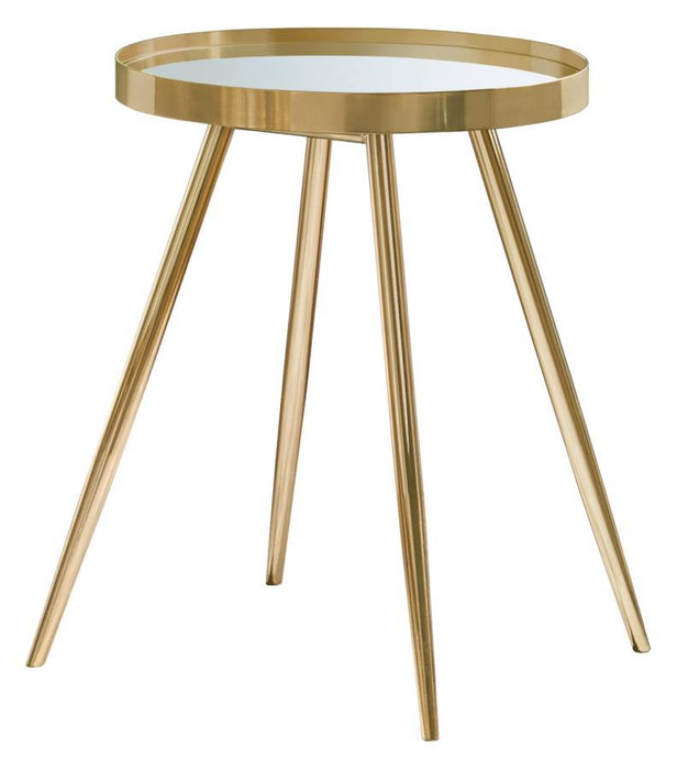 Kaelyn - Round Mirror Top End Table - Gold