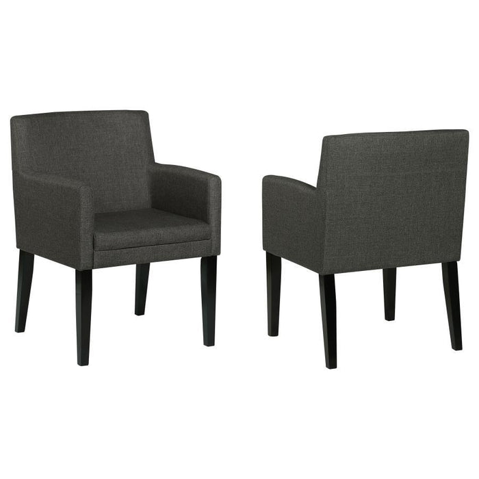 Catherine - Upholstered Dining Arm Chair (Set of 2) - Charcoal Gray and Black