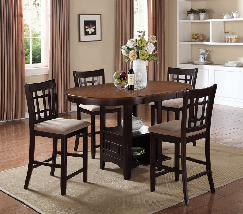 Lavon - 5-Piece Counter Height Dining Room Set - Light Chestnut and Espresso