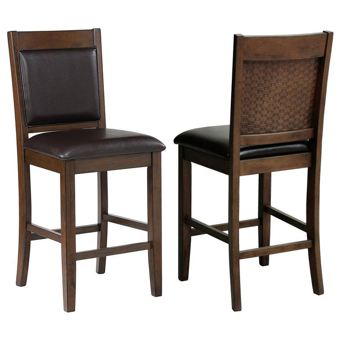 Dewey - Upholstered Counter Height Chairs With Footrest (Set of 2) - Brown and Walnut