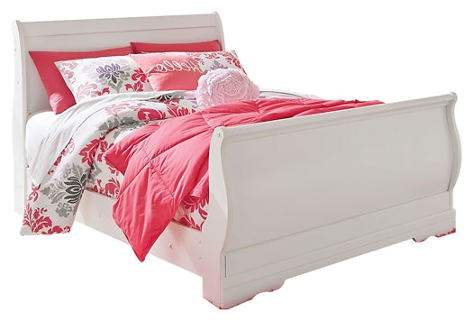 Anarasia Full Sleigh Bed with Mirrored Dresser and 2 Nightstands